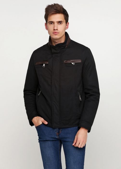 Курточка мужская демисезонная Thomas Goodwin черная с коричневыми вставками