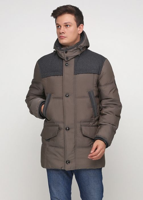Куртка чоловіча зимова Thomas Goodwin оливково-сіра з капюшоном