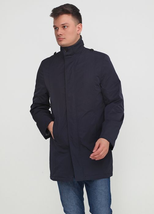 Плащ мужской демисезонный Thomas Goodwin синий утепленный с погонами 