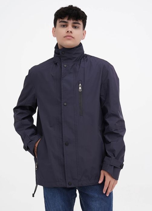Вітрівка чоловіча демісезонна Thomas Goodwin 1 темно-синя з капюшоном