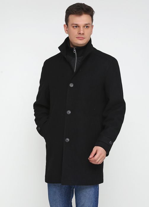 Пальто мужское Bexleys черное с манишкой