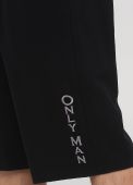 Шорты мужские летние Only Man черные с большой серой вышивкой (лакоста)