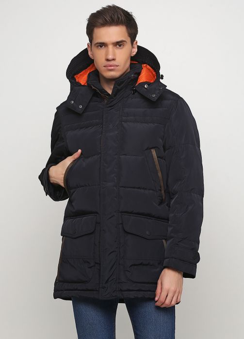 Пуховик мужской зимний Kaiser с капюшоном темно-синий