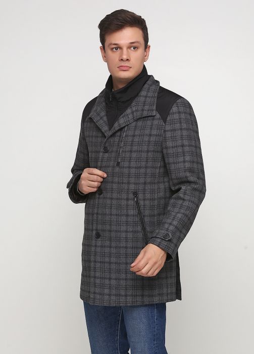 Пальто мужское Kaiser серое в клетку