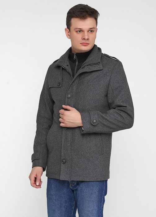 Полупальто мужское серое с погонами Kaiser