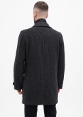 Пальто мужское осень - еврозима Kaiser серое (в мелкую клеточку) с манишкой