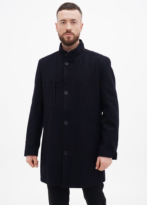 Пальто мужское демисезонное Kaiser темно-синее (воротник стойка)