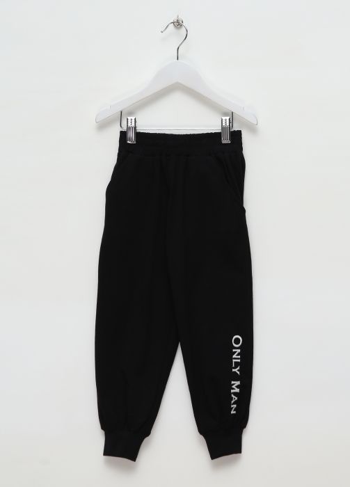 Штани-джогери для хлопчиків літні Only Man for boys чорні з великою вишивкою знизу
