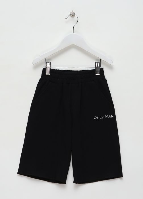 Шорти для хлопчиків Only Man for boys чорні з маленькою білою вишивкою (лакоста)