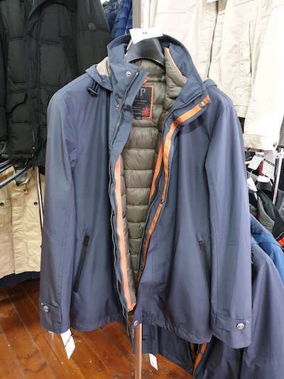 Курточка мужская темно-синяя зимняя с оранжевым пуховиком 2 в 1 JP