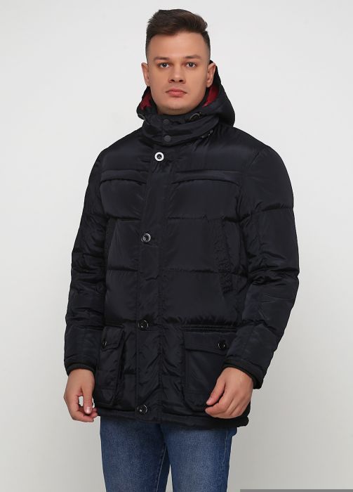 Пуховик мужской черный зимний с капюшоном Robert Red