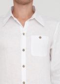 Рубашка мужская Only Man белая из льна с пуговицами из бамбука