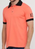 Футболка-поло чоловіча Only Man персикова з чорним комірцем (лакоста)