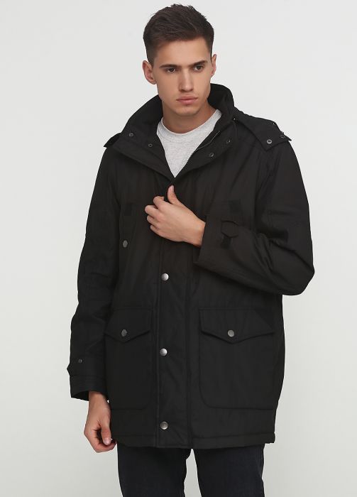 Куртка чоловіча демісезонна Carlo Comberti чорна з капюшоном