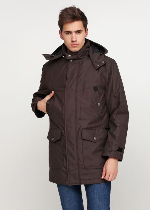 Курточка мужская демисезонная C.Comberti коричневая с капюшоном  Курточка мужская демисезонная C.Comberti коричневая с капюшоном