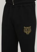 Брюки мужские прямые зимние Only Man черные с золотым тигром под карманом впереди (высокий рост)