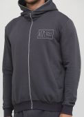 Толстовка мужская демисезонная Only Man графитовая c капюшоном на молнии с шевроном на груди