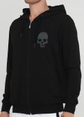 Толстовка чоловіча літня Only Man чорна з черепом на грудях і стандартною блискавкою
