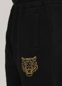 Брюки мужские прямые зимние Only Man черные с золотым тигром под карманом впереди (высокий рост)