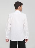 Рубашка мужская белая из льна с пуговицами из бамбука и воротником стойкой Only Man Рубашка мужская белая из льна с пуговицами из бамбука и воротником стойкой Only Man