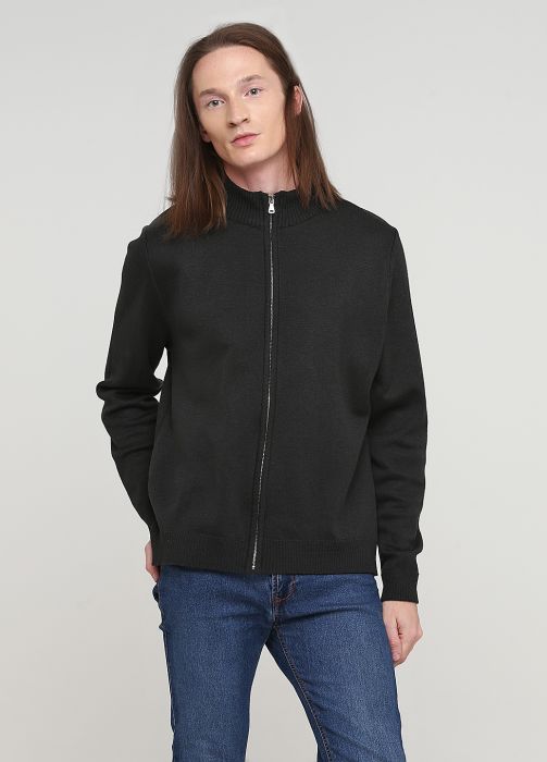 Кофта чоловіча в'язана Only Man графітова на блискавці з італійської вовни