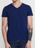 Футболка мужская V-вырез Only Man синяя с серебристым лого сзади