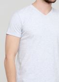 Футболка мужская c V-образным вырезом Only Man серая с черным лого сзади