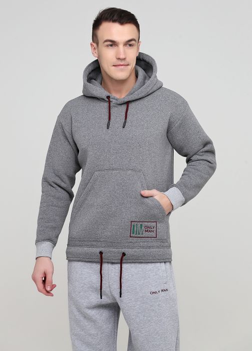 Худи мужское темно-серое зимнее Only Man Худи мужское темно-серое зимнее Only Man