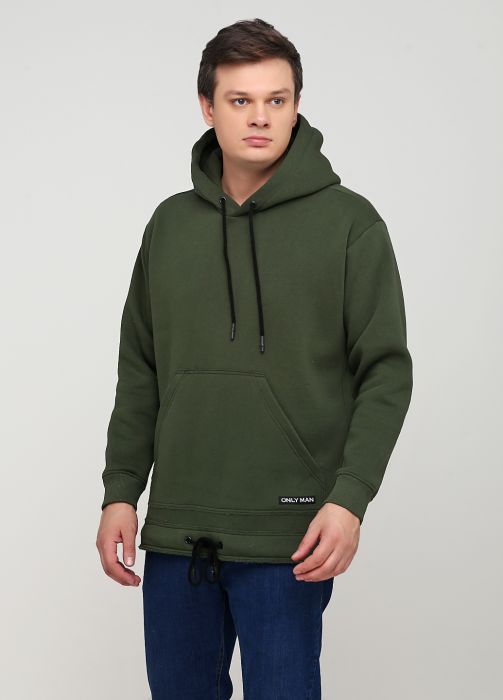 Худі чоловіче зимове Only Man оливкове