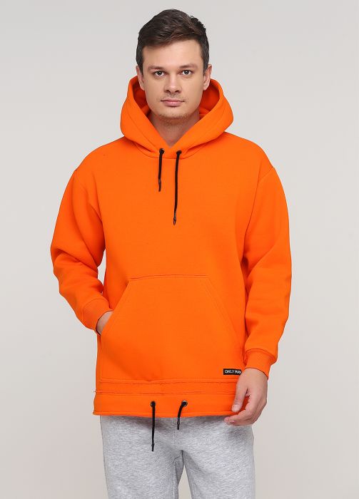 Худи мужское оранжевое зимнее Only Man