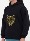 Худі чоловіче зимове Only Man чорне з золотим тигром на грудях