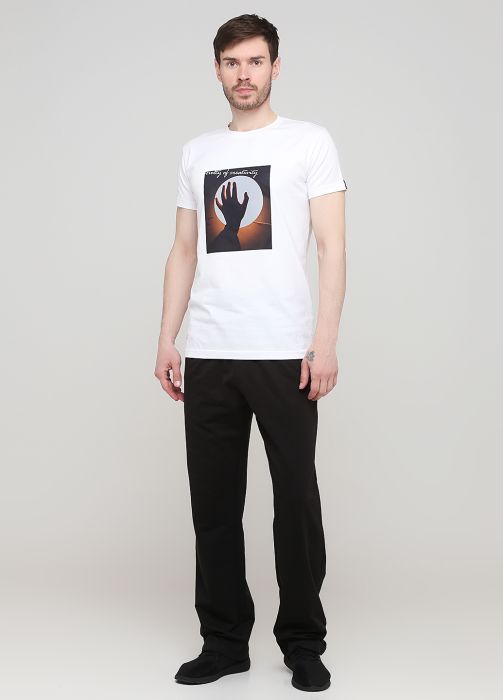 Брюки мужские демисезонные  прямые Only Man черные с черным лого сзади (высокий рост) 