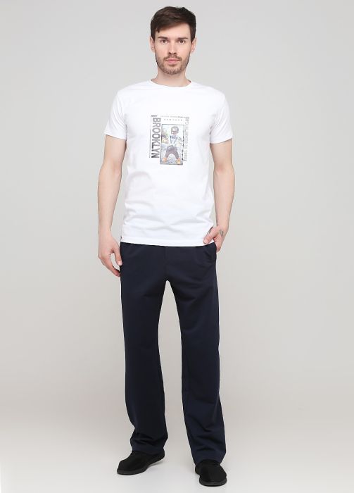 Штани чоловічі прямі демісезонні Only Man темно-сині (вишивка ззаду) високий зріст