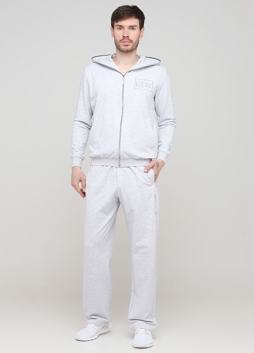 Брюки мужские светло-серые демисезонные прямые с серым лого впереди (в/с) Only Man