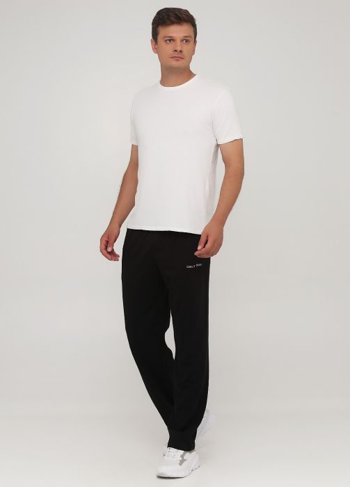 Штани чоловічі літні прямі Only Man чорні зі сріблястою вишивкою (високий зріст)