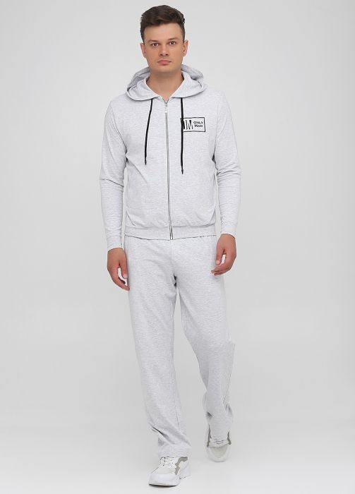 Брюки мужские светло-серые летние прямые с черным лого впереди (высокий рост) Only Man