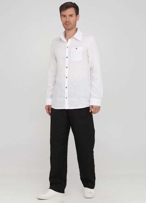 Штани чоловічі літні прямі Only Man чорні лляні (високий зріст)