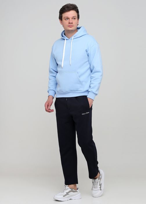 Брюки мужские зимние прямые Only Man темно-синие со шнурком (низкий рост) 