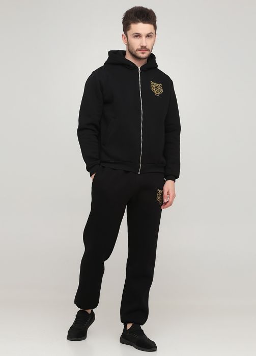 Штани-джогери чоловічі зимові Only Man чорні з золотим тигром (високий зріст)