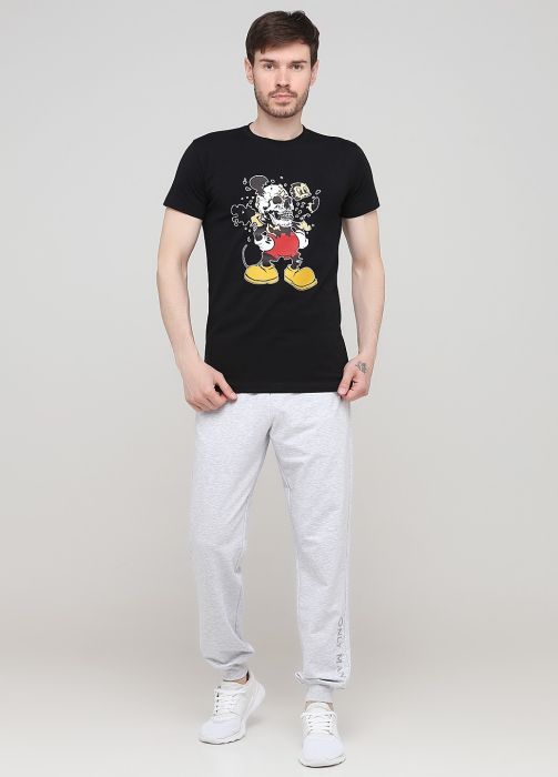 Штани-джогери чоловічі демісезонні Only Man світло-сірі з сірою вишивкою знизу (високий зріст)