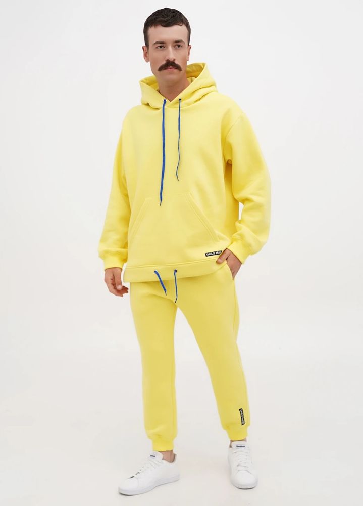 Штани-джогери чоловічі зимові Only Man жовті з відтінком лимон без вишивки (низький зріст)