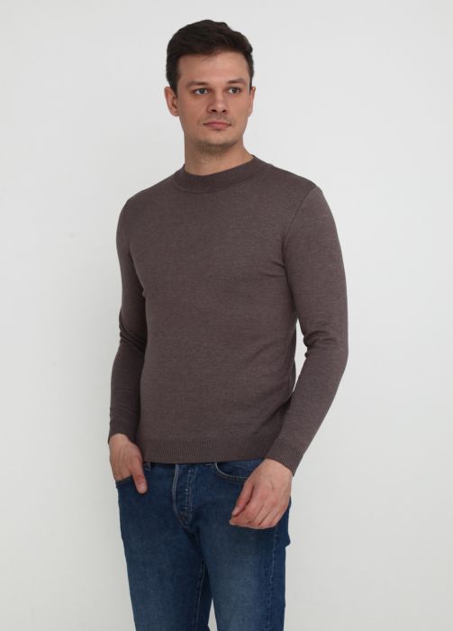 Джемпер чоловічий демісезонний в'язаний Only Man кавовий з бавовни