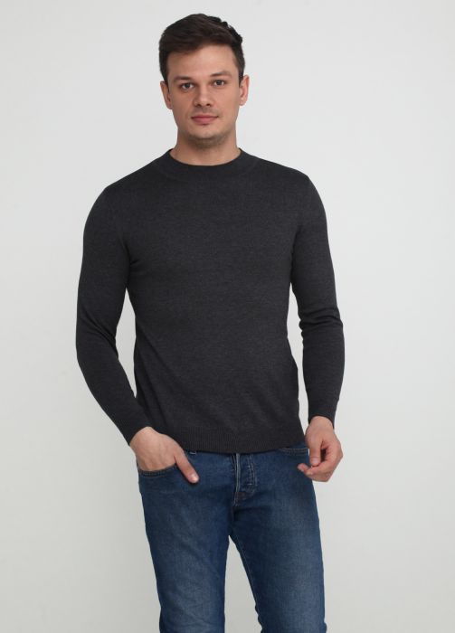 Джемпер мужской демисеззонный вязаный Only Man 1 серый из хлопка