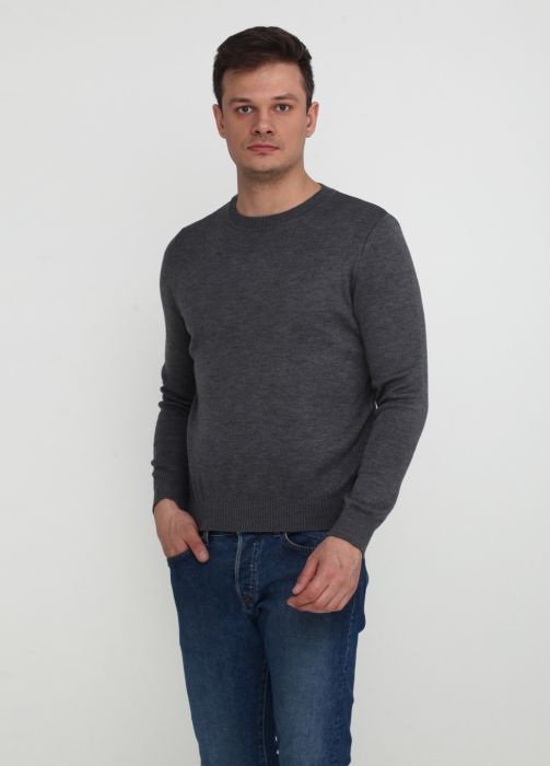Джемпер мужской демисеззонный вязаный Only Man серый из шерсти 