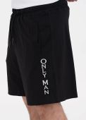 Шорти чоловічі літні Only Man чорні з великою світло-сірою вишивкою