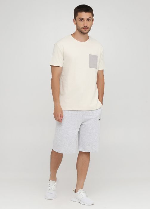 Шорты мужские летние Only Man светло-серые с черной вышивкой возле кармана
