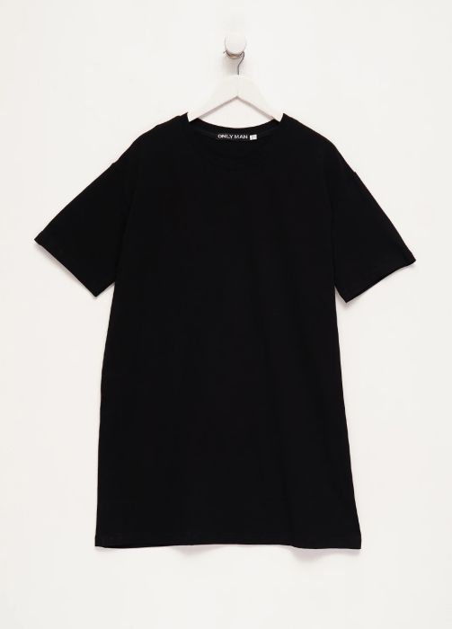 Футболка мужская Only Man черная (без вышивки) удлиненная