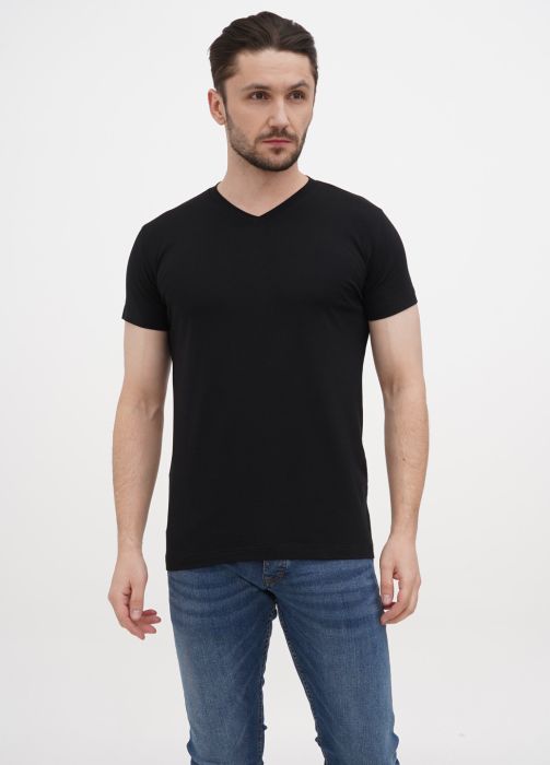 Футболка чоловіча V-горловина Only Man чорна (без вишивки)