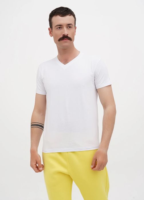 Футболка мужская V-горловина Only Man белая (без вышивки)