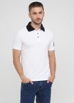 Футболка-поло мужская Only Man белая c черным воротником (лакоста)